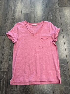 Staccato Pink V-Neck Pocket Tee